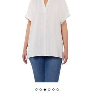 Matty M White V-Neck Blouse